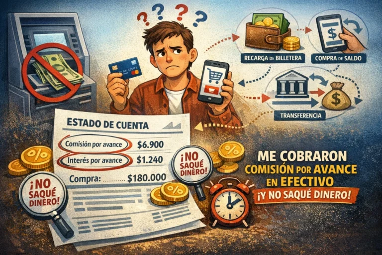 Me cobraron comisión por avance en efectivo y no saqué dinero