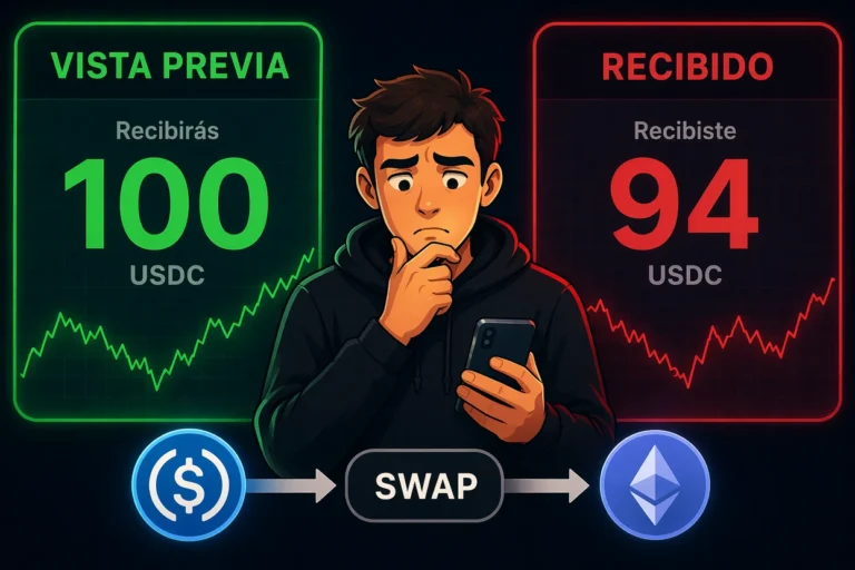 Swap cripto: por qué recibes menos de lo que mostraba la app